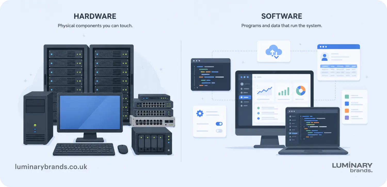 difference between hardware and software
