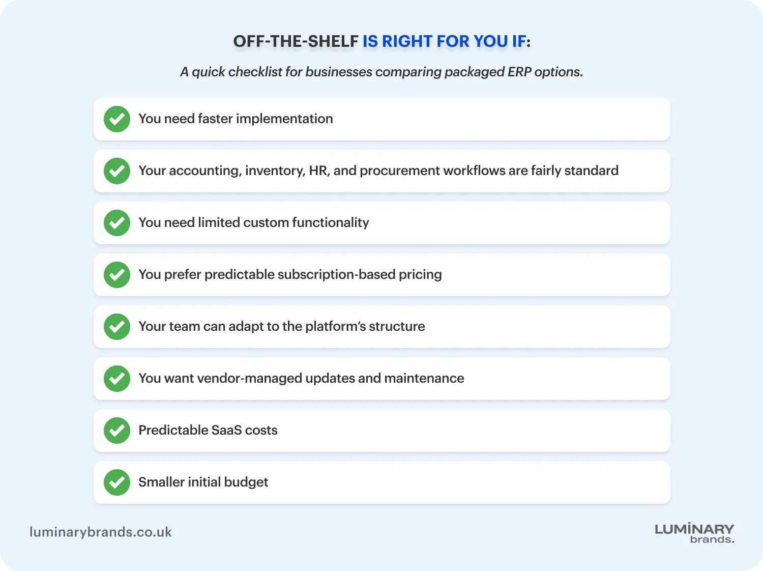 when off the shelf is right for you
